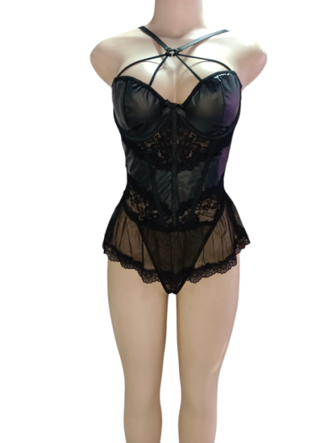 VESTIDO NEGRO DE CUERINA